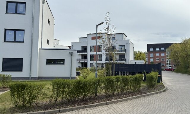 Blick auf die Zufahrt zum Stellplatz